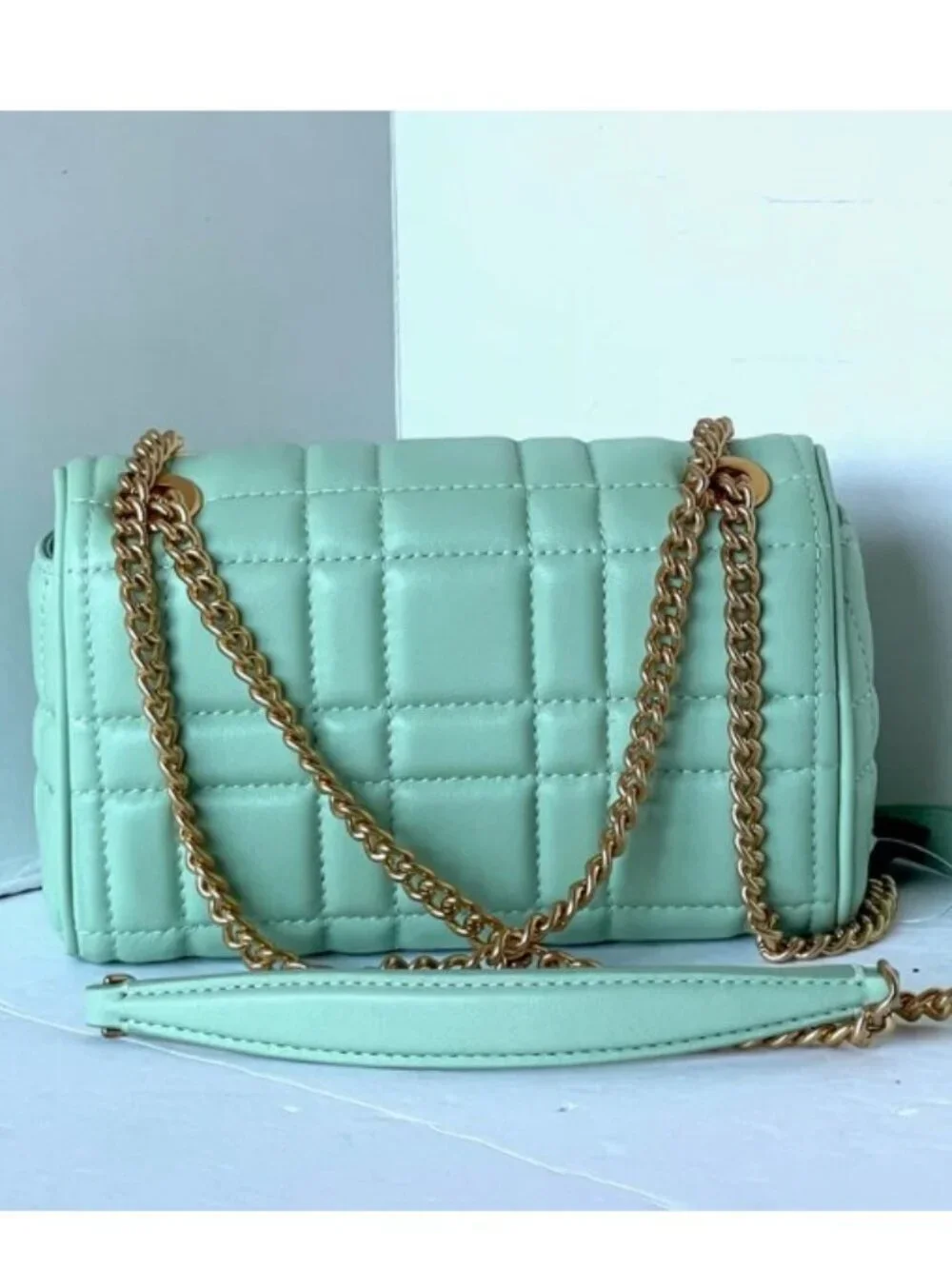 Kate Spade Evelyn Small Quilted Leather Chain Shoulder Bag Pistachio